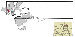 Adams County Colorado Incorporated and Unincorporated areas Federal Heights Highlighted